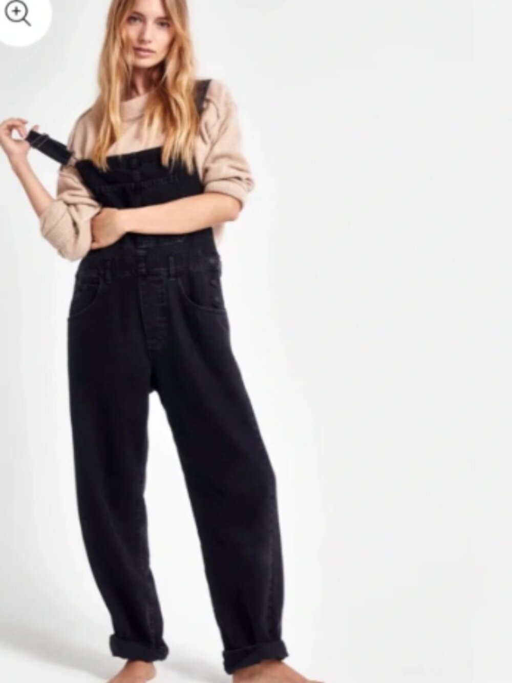 Free People We The Free Ziggy Denim Overalls Faded Black Size Large